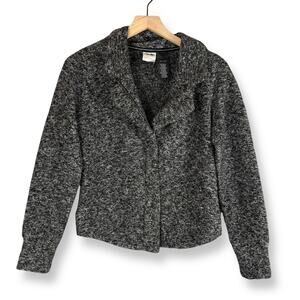 Harley Davidson Black Moto Marled Knit Zip Up Sweater Jacket‎ S Baddie Biker Y2K